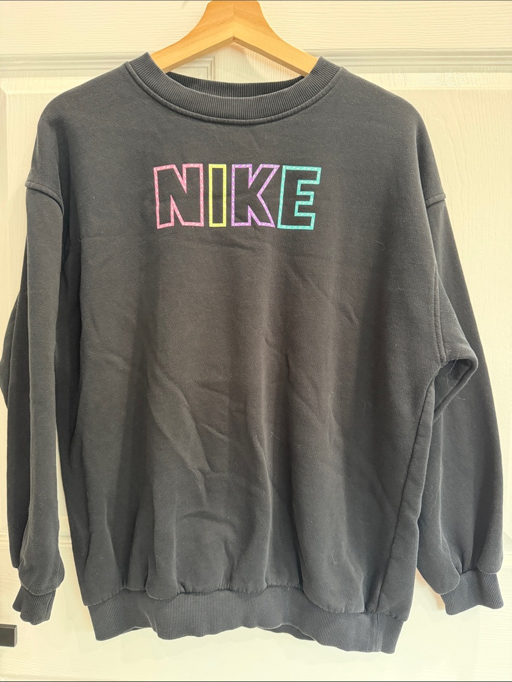 Nike Black Crewneck Sweatshirt with Neon Outline NIKE Logo